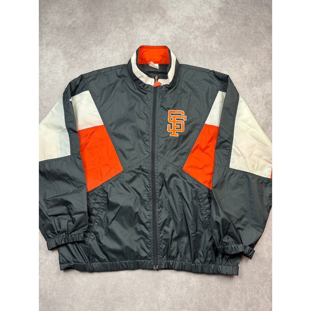 VTG Apex One MLB San Francisco Giants Windbreaker Jacket Black Orange Men XL 90s